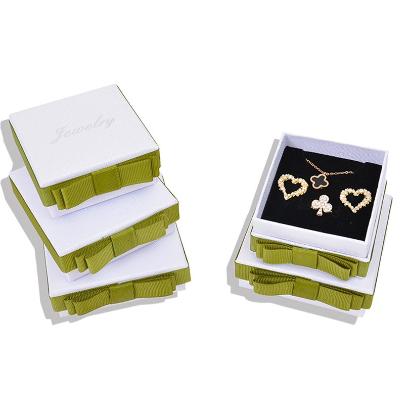 Moda Blanco flotante Plaid carretera arco joyería caja de embalaje collar pulsera joyero pendientes anillo caja de presentación