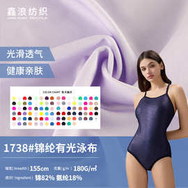 现货锦纶氨纶时装亮光头巾面料布 160g经编锦纶有光泳衣面料