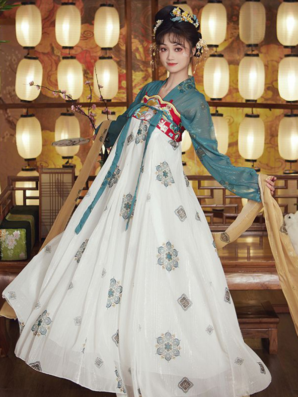Original New Hanfu Female Changle Dunhuang Restoration Mid-Autumn Chang'e Princess Style Tang Style Qi Chest Skirt Slim