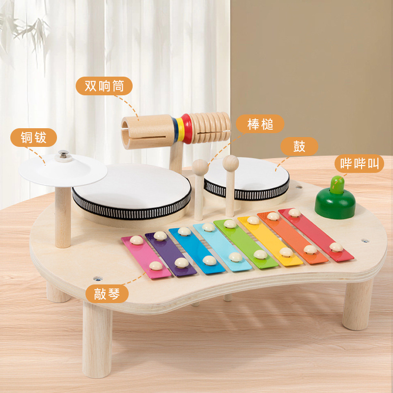 Mesa de percusión musical Instrumentos musicales para niños Toque de batería Toque de mano Toque de piano Puzzle para bebés Juguetes multifuncionales Sentido de la música Percusión de iluminación