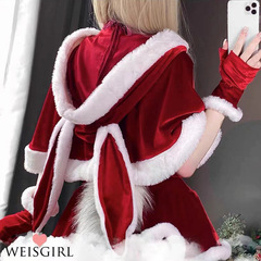 Pure desire gold velvet bunny ears European and American hooded summer red cloak cosplay Christmas clothing accessories
