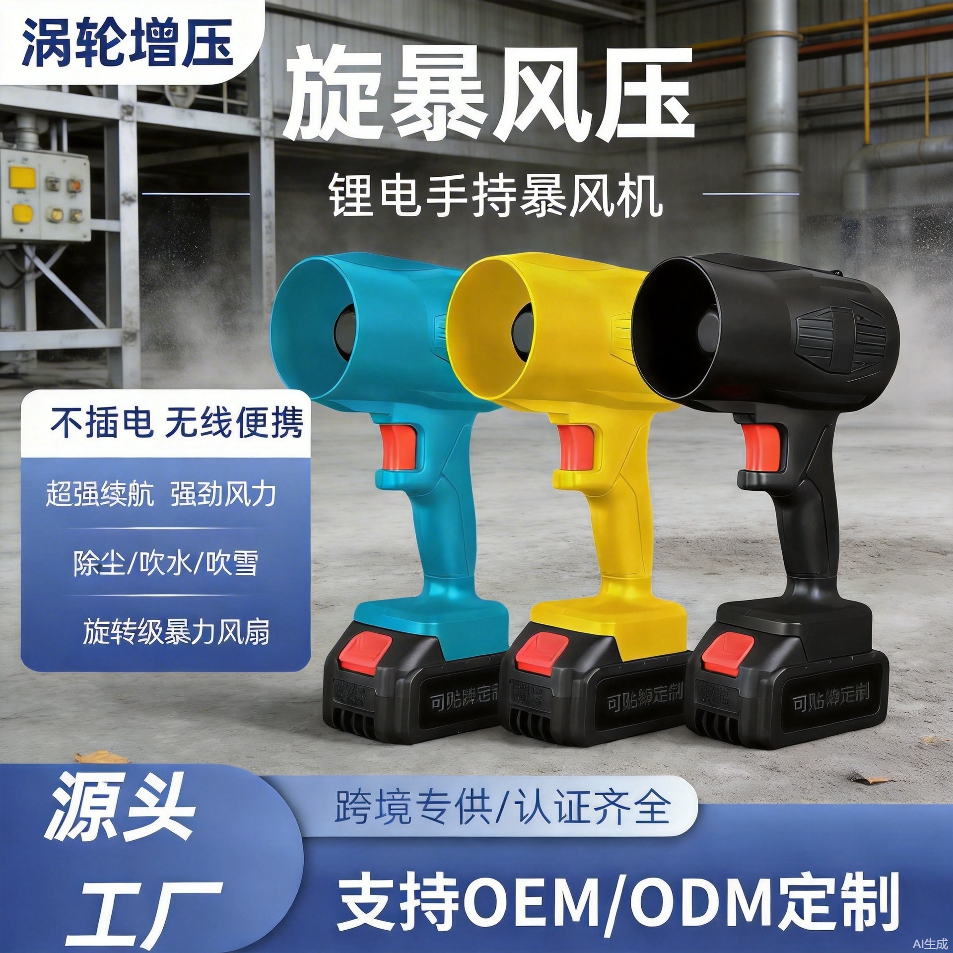 Wireless Lithium Battery Blower Rechargeable High-Power Blower Blowing Fallen Leaves Dust Collector Powerful Industrial Blower