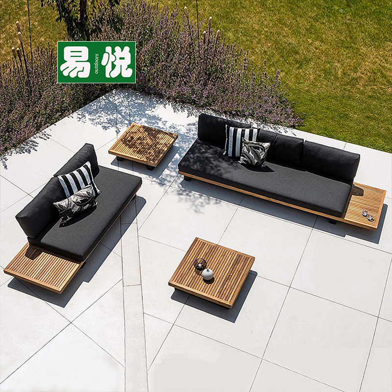 Villa terraza al aire libre impermeable silla de muebles de protección solar patio al aire libre sofá de hotel diseñador de alta gama sofá de teca