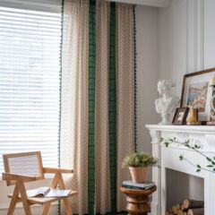 Emmenqi Yun Curtains, Orchid Curtains, Ready-Made Printed Lace-Trimmed Patchwork American Kitchen Curtains, Semi-Sheer Curtains with Tassels