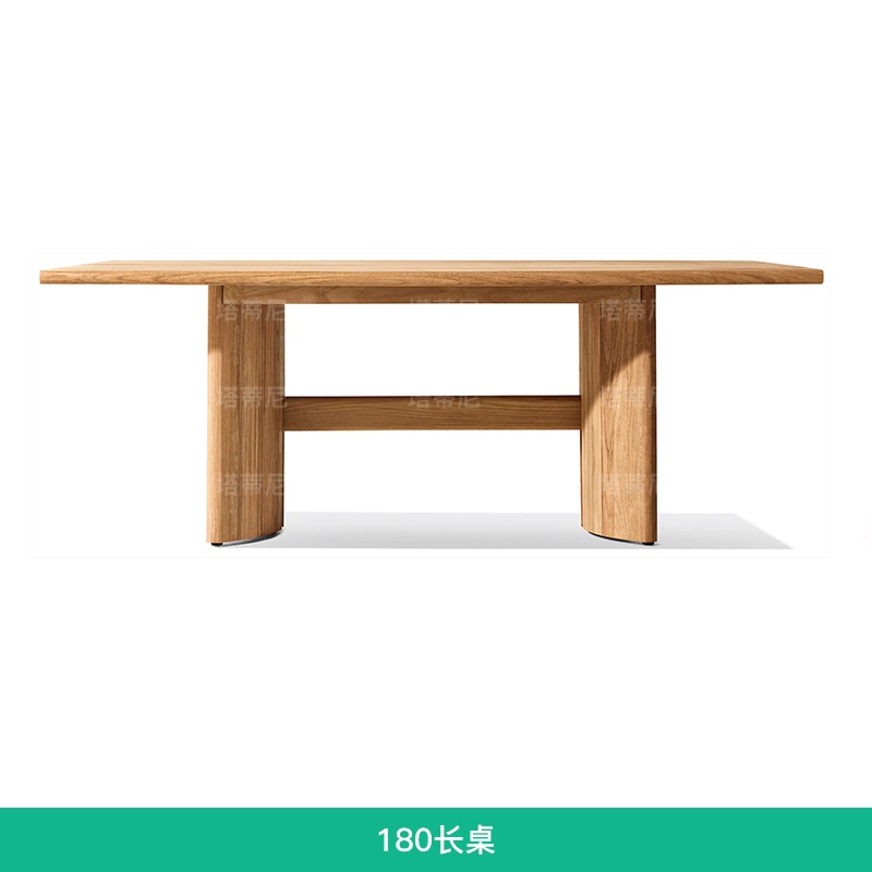Mesa y silla de madera maciza al aire libre, patio villa, mesa larga de ocio al aire libre, terraza de jardín al aire libre, combinación de mesa impermeable y protector solar image 11