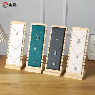跨境竹木项链展示架珠宝首饰道具项链挂架展示板吊坠饰品架批发