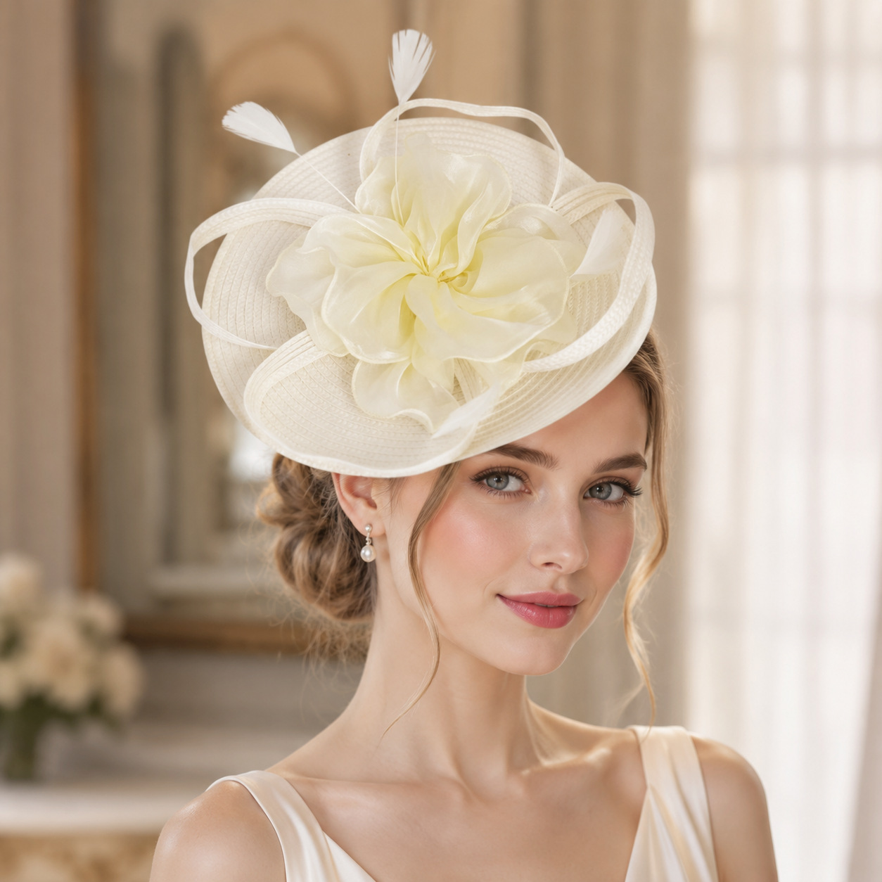 European and American cross-border vintage straw hats, light luxury and elegant, suitable for brides, weddings, and evening parties, available in stock for factory wholesale
