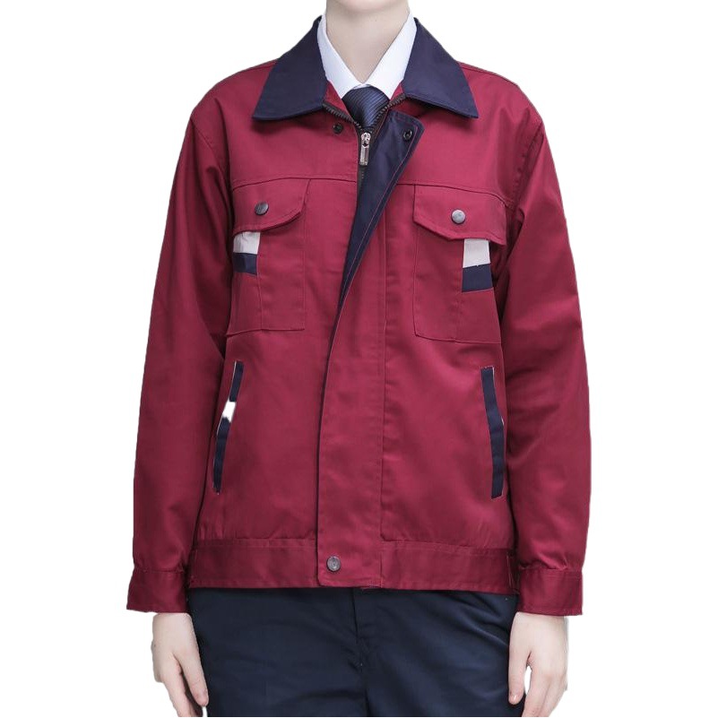 Hemmed Double Line Spring & Fall Labor Protection Work Clothes Top Factory Workshop Hemmed Jacket Long-Sleeved Work Clothes Engineering Clothes