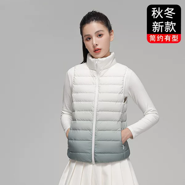 Down Jacket Women's Vest 2026 Winter New Style White Duck down Lightweight Gradient Color Fashionable Vest Outerwear