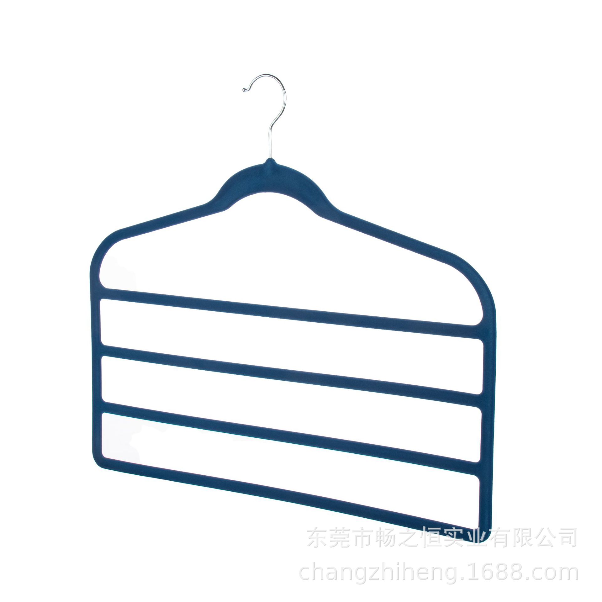 亚马逊植绒四格裤架塑料衣架子防滑塑料裤子衣架多层收纳工厂直销