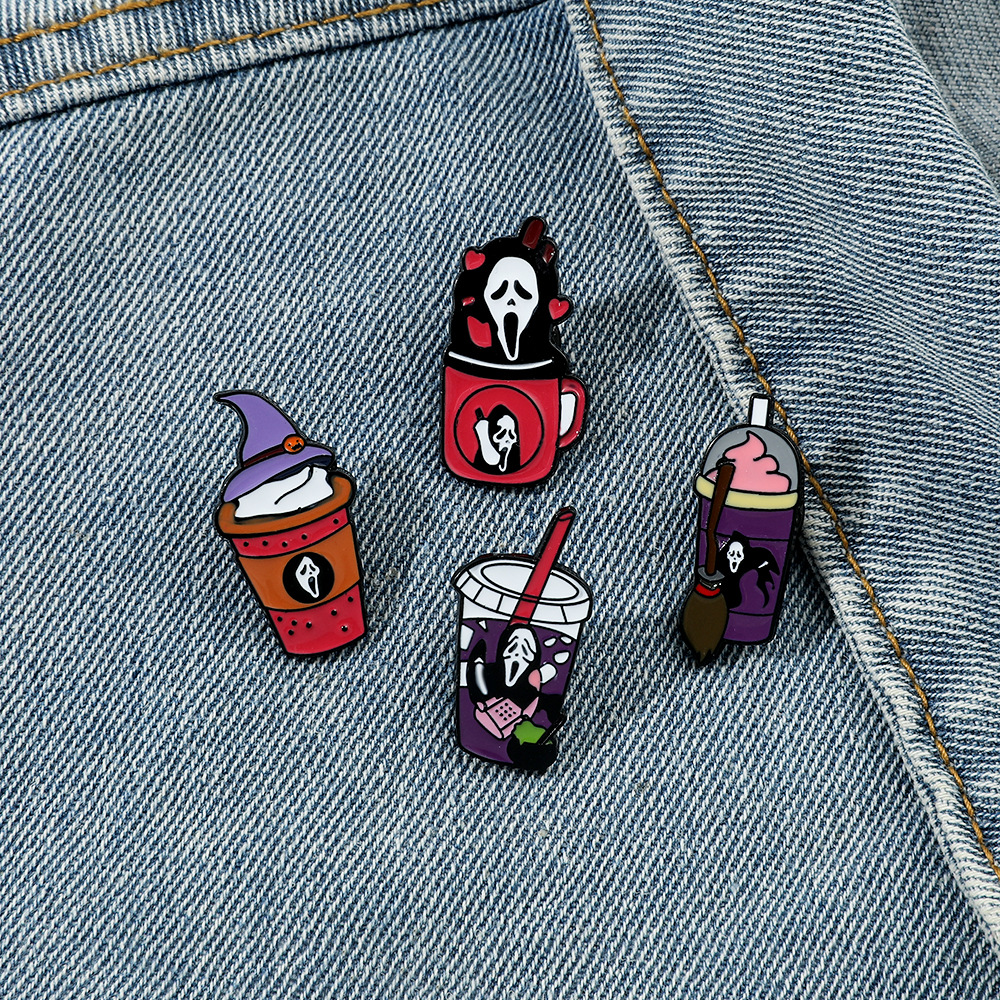Brooches Classification Party, Festival Occasion Funny Pin Cartoon Cup Skull Alloy Enamel Unisex Brooches