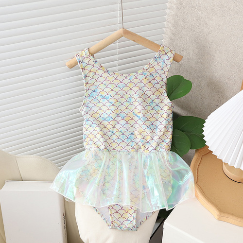 Children's swimsuit for girls, summer cute baby mermaid princess one-piece swimsuit for girls, small to medium and large children, infant and toddler swimsuit