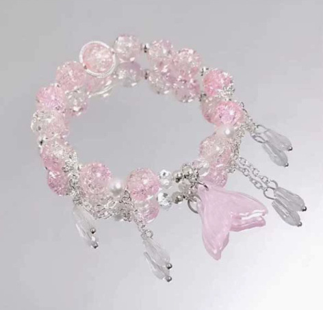 S247-Pulsera de cristal sirena rosa#SZ880