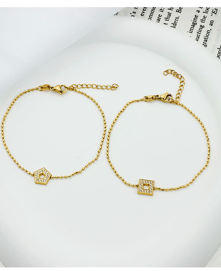 Titanium Steel Pendant Material Simple Style Geometric Heart Shape Titanium Steel Zircon Bracelets In Bulk