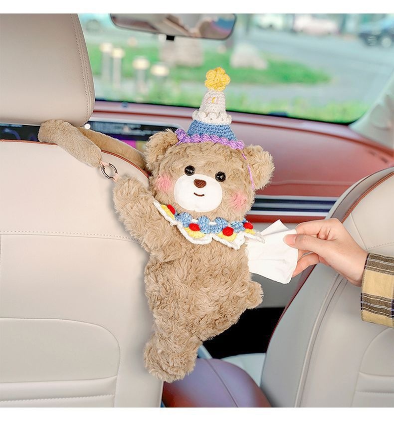 Car Supplies, Car Tissue Box, Cute Little Teddy Bear, Ladies' Car-Specific Tissue Box, Hanging Bag, Car Interior Decoration Items