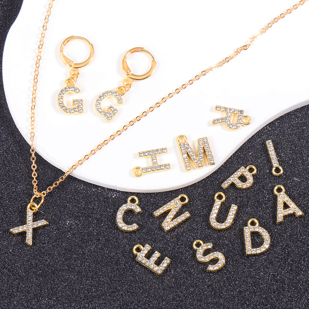 53g Weight Pendant Jewelry Making Type 13mm Jewelry Making Size Artificial Diamond Inlay Material DIY Jewelry Accessories Classification 50 PCS/Package Quantity Alloy Material Letter Pattern Plating Design Elegant, Simple Style, Streetwear Style 50 PCS/Package 13mm Alloy Artificial Diamond Letter Pendant 4