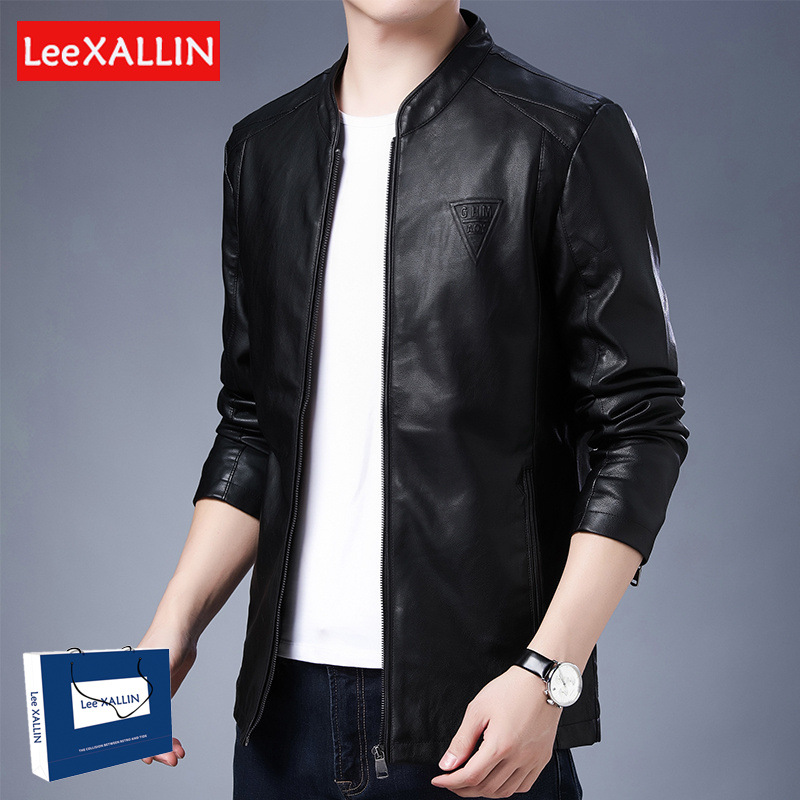 Lee XALLIN Leather Jacket Men's Spring And Autumn Baseball Collar Jacket Comfortable Trendy Men's Clothing Casual Jacket Men