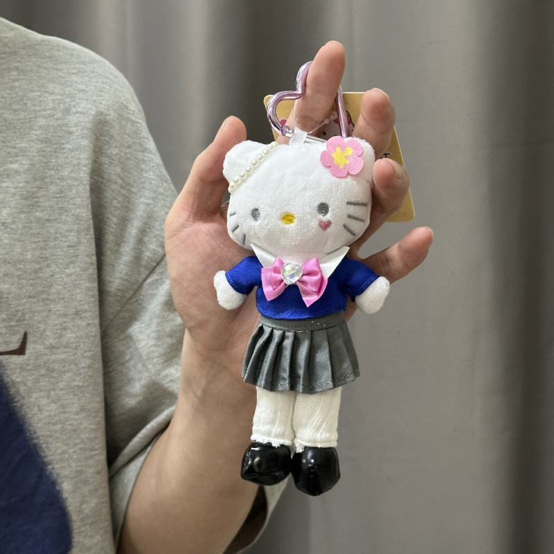黑色草帽kitty帽宝宝挂件爱心扣公仔玩偶可爱赫本风挂饰钥匙扣|undefined