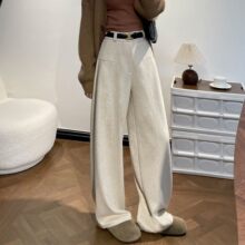 仅用于产品展示勿拍-人字纹毛呢裤女秋冬新款加绒加厚羊毛裤子高