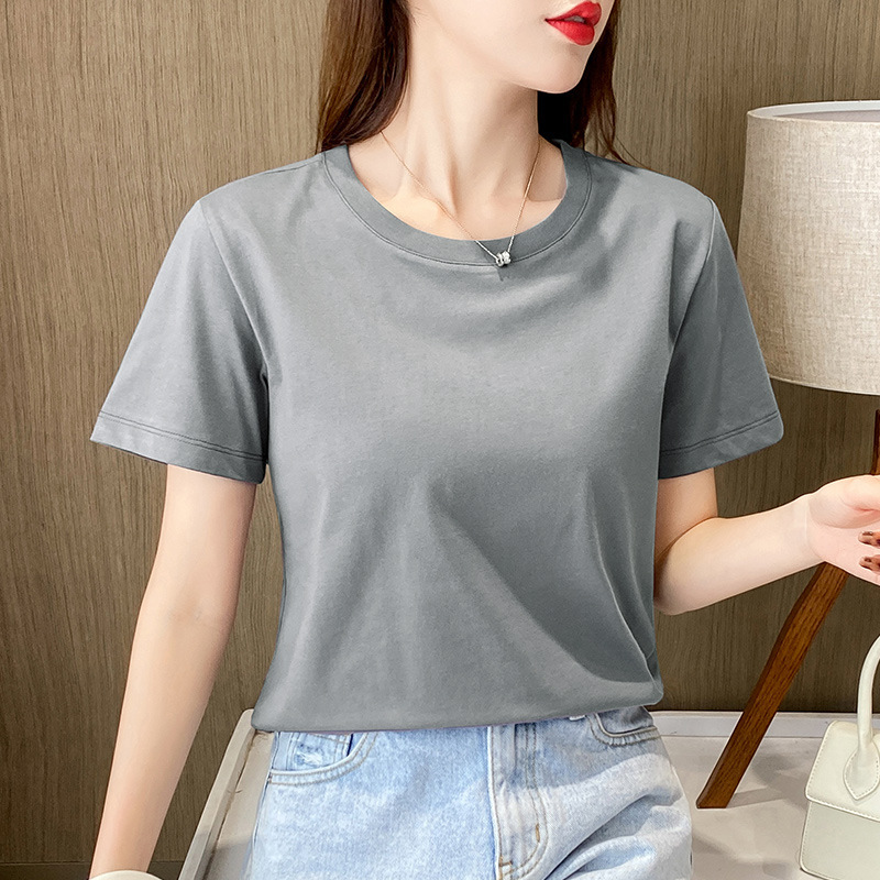女性用半袖Tシャツ、夏用ゆったり半袖ボトムシャツ、ブルーの万能右肩Tシャツトップス|undefined