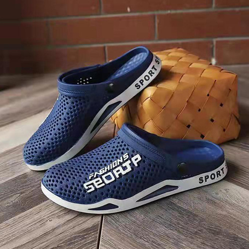 New material Baotou beach shoes men's wholesale summer couple half slippers women's soft sole non-slip outer sandals one shoe two wear