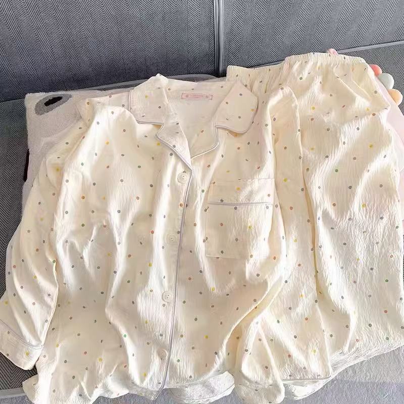 两件源头工厂跨境秋季睡衣女云朵棉开衫日系可爱甜美家居长袖长裤|undefined
