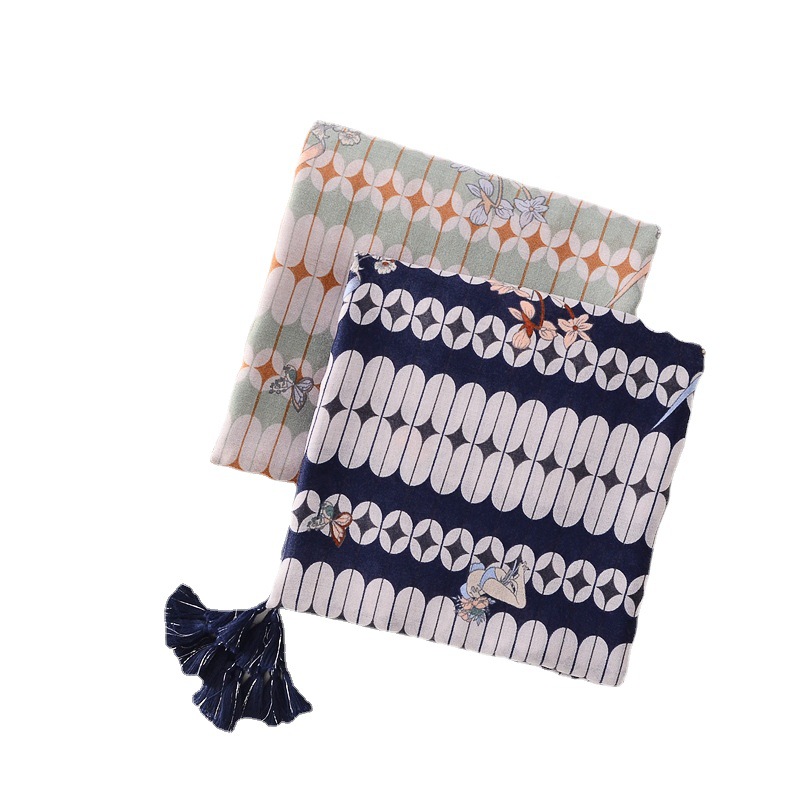 Simple todo partido oval diamante Plaid algodón geométrico y lino sensación bufanda de seda aire acondicionado chal viaje protector solar Toalla de playa para las mujeres