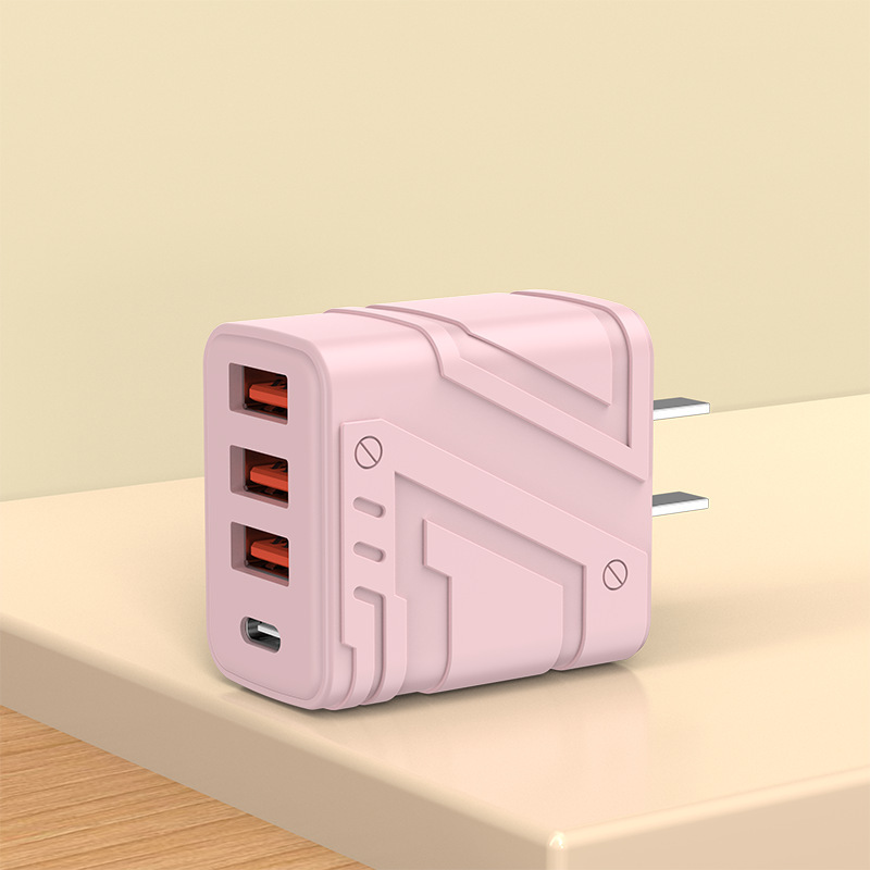 120W メカスタイル充電ヘッド、自動電源オフ、携帯電話充電器プラグ、USB マルチポート高速充電ヘッド PD30W|undefined