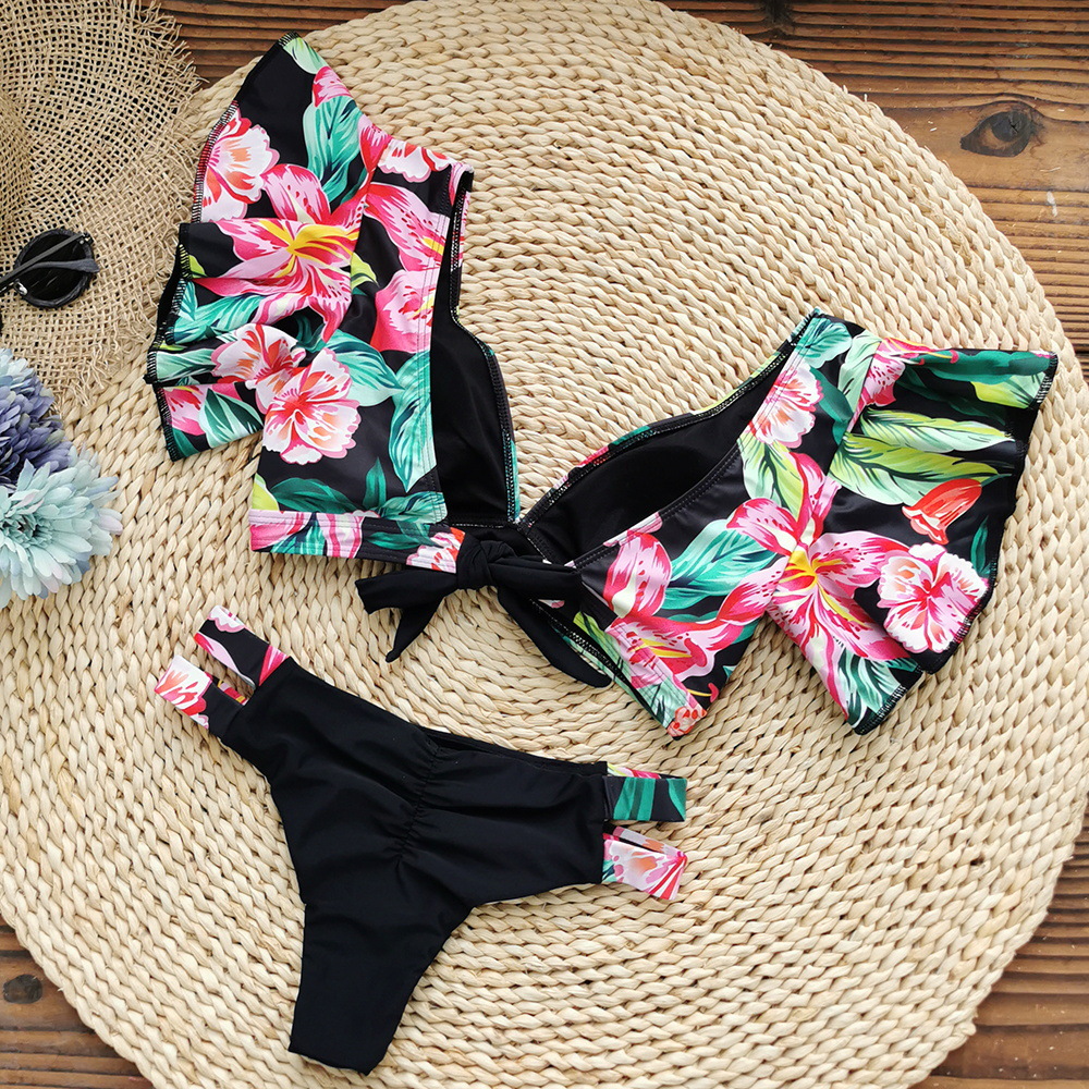 192g Weight Sexy Feel Of Sensation Briefs Panties Style Polyester Fabric Type 2 Pieces Set Quantity Swimming Pool, Beach Occasion Ditsy Floral Pattern Women's Gender Women's Ditsy Floral 2 Pieces Set Bikinis Swimwear 36
