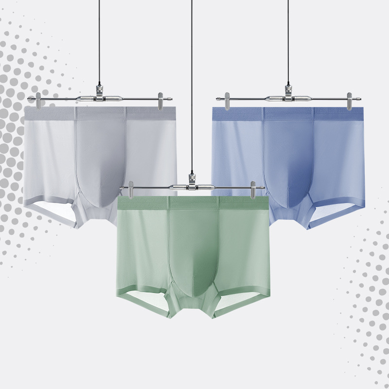 Selected summer thin and invisible ice silk men's briefs straight-leg pants men's student summer four-sided breathable underwear