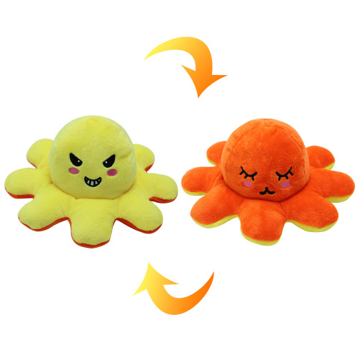 New flip octopus doll, flip octopus double-sided expression toy, octopus plush doll wholesale