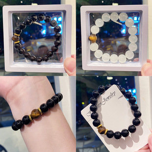 Simple Imitation Crystal Single Circle Bracelet Boxed Versatile Men's Bracelet Playing Tiger Eye Stone Scenic Spot Stall Bracelet Wholesale