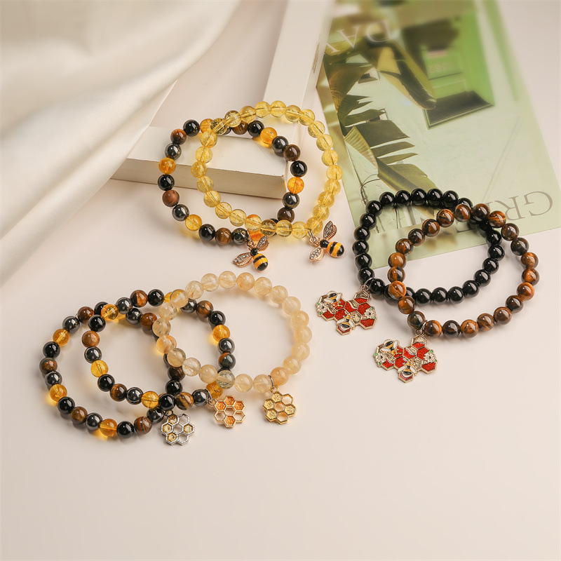 Pulsera de cuentas de citrino natural de venta caliente transfronteriza en Europa y América