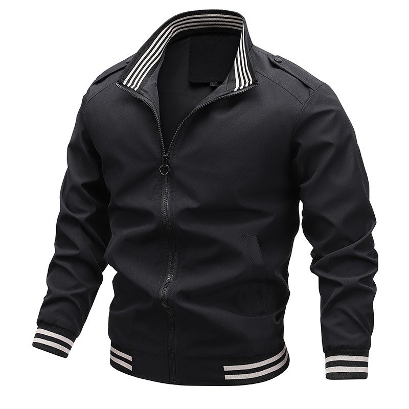 Transfronterizo de otoño chaqueta de hombre nueva moda de ropa de cuello vertical de primavera y otoño relajado chaqueta de color sólido