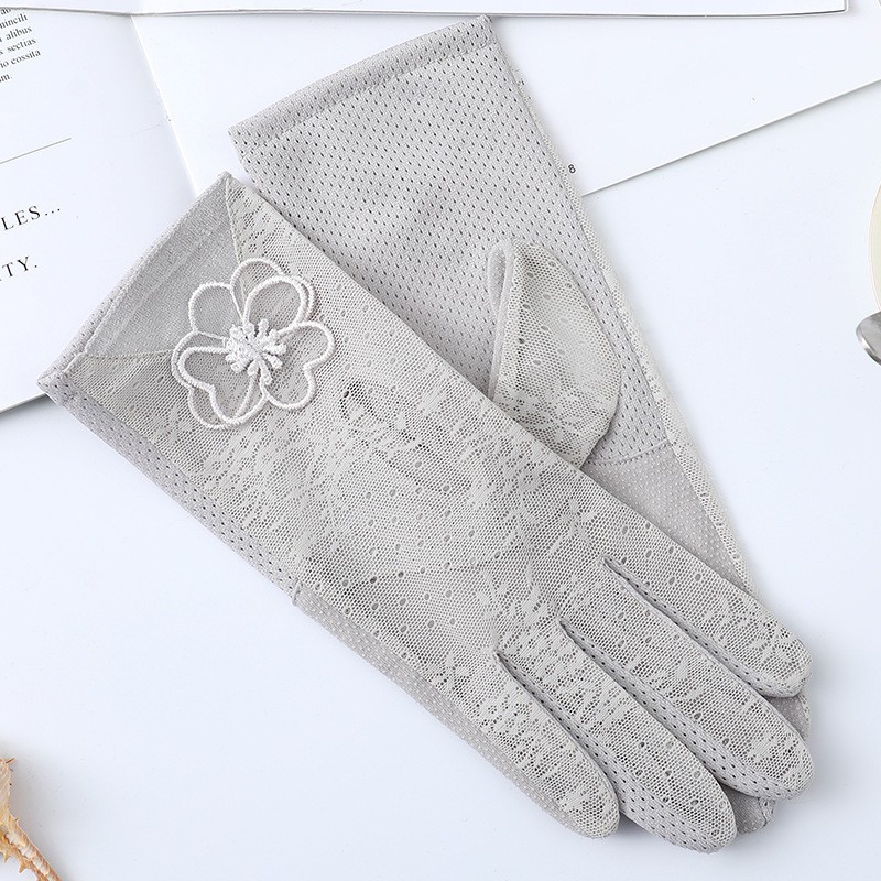 Guantes de protección solar de primavera y verano guantes de pantalla táctil de encaje conducción de las mujeres transpirable al aire libre protección solar guantes de equitación