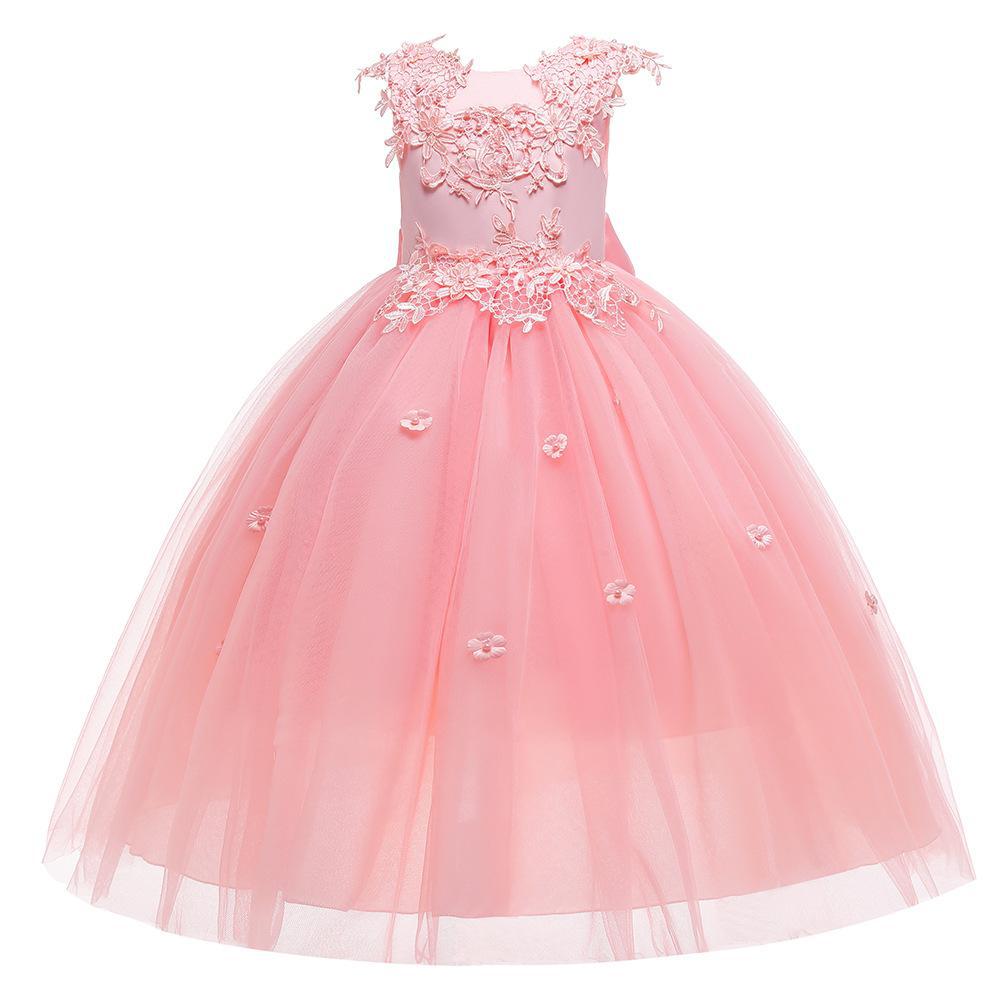 Vestido europeo y americano para niños medianos y grandes, falda tutú bordada con perlas, ropa para actuaciones en pasarela, vestido de noche para niños