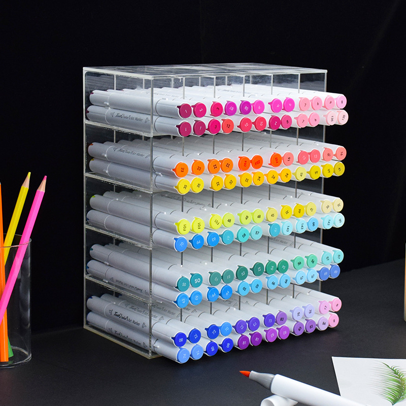 Transparent Storage Stationery Colored Lead Gel Pen Marker Pen Storage Plexiglass Pen Shelf Acrylic Marker Pen Holder