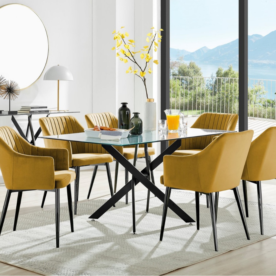 Juego de Mesa de Comedor de Vidrio Templado para Comedor