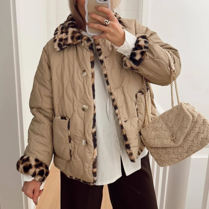 AliExpress 越境貿易ヨーロッパとアメリカの服 ZA 秋と冬の新しいストリートファッションラペルリバーシブルキルティングコットンジャケット|undefined