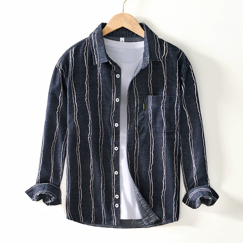 1030 Осенняя свободная хлопковая рубашка с длинными рукавами в стиле ретро, модная рубашка с инструментами, Топ поколения волос
