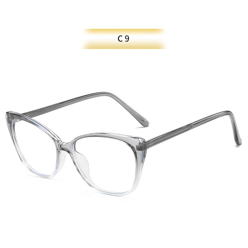 Retro gradiente retrógrado marco de ojos de gato simple protección de la cara de luz azul espejo de luz plana mejora de la cara pequeña grado de uso de gafas miopía