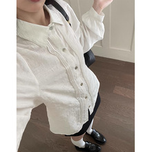 MIJIU2023 松本城初雪 设计感绑带白色衬衫女冬季长袖内搭衬衣潮