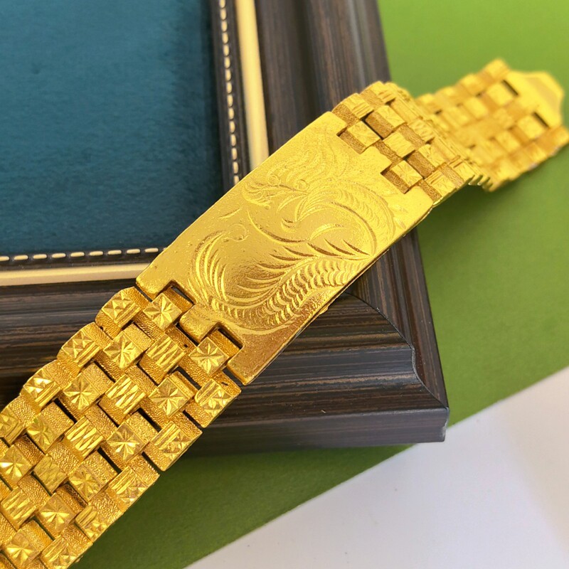 Exquisitely Crafted Frosted Gold Dragon Bracelet for Men, Brass Gold-Plated Wide Band with a Bold Starry Dragon Design, in Stock for Wholesale