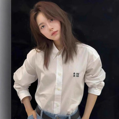 毒家现货高品原标MIU缪家字母刺绣刺绣徽标府绸衬衫衬衣男女