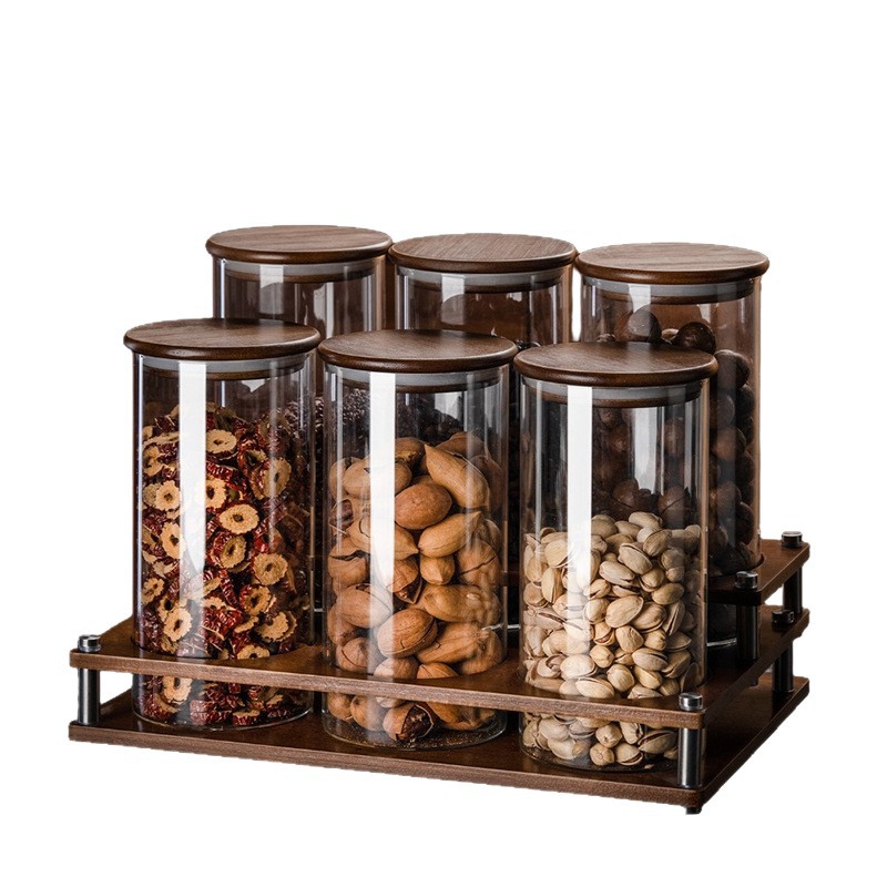 Tanque de almacenamiento de sellado de cocina tanque de almacenamiento de vidrio de gran capacidad tanque de almacenamiento de granos de nueces