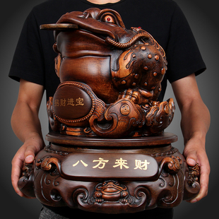 Large Three-Legged Toad Ornament for Wealth, Opening Gift, Golden Toad for Shop or Office Cashier Desk Decoration