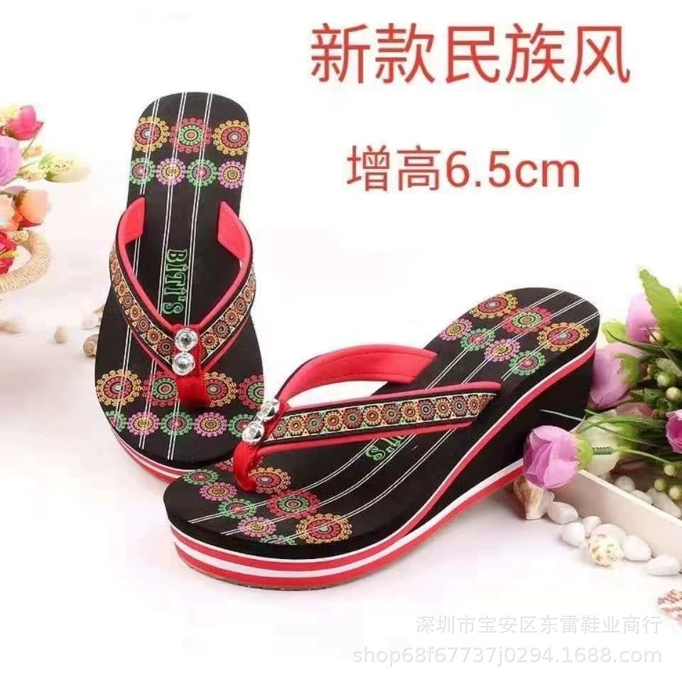 Этнические шлепанцы женская летняя мода