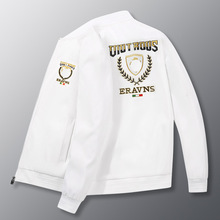 新款高端潮牌夹克男装外套刺绣时尚潮流白色欧洲站休闲夹克男