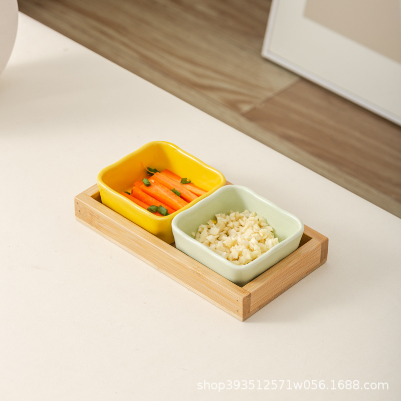 노란색 우유 녹색 2 칸 로그 플레이트