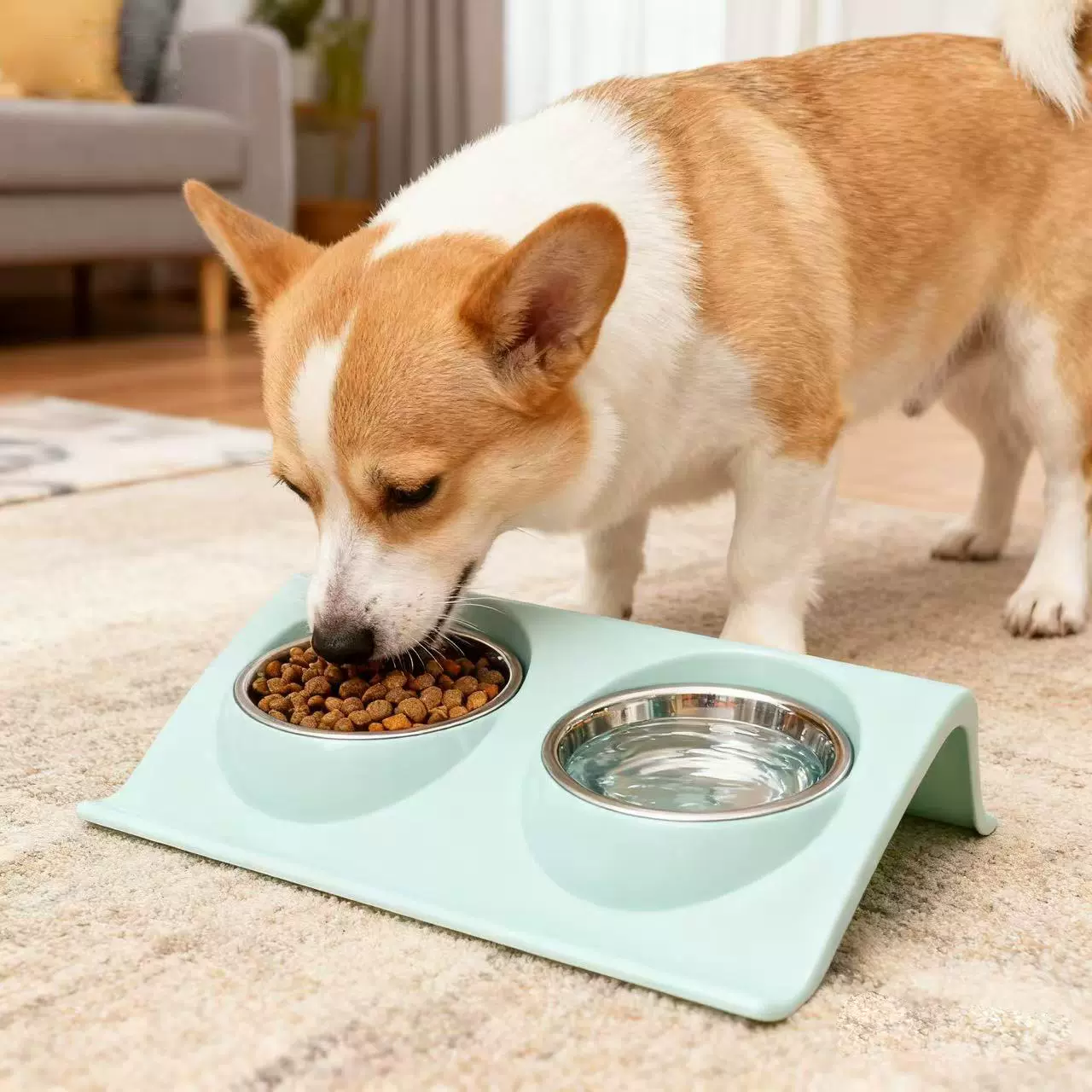 猫碗水粮一体猫食盆猫咪喝水碗猫粮碗斜口碗宠物食具喂食狗狗饭碗